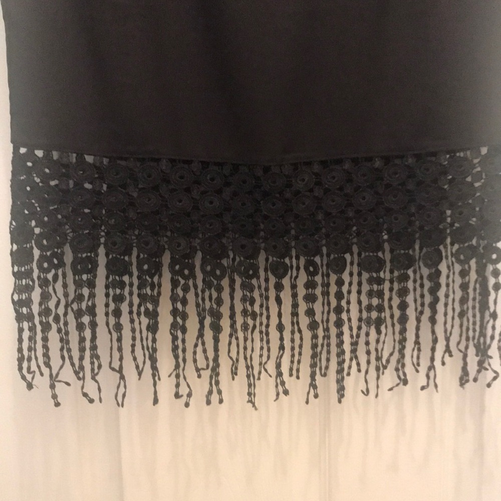 Monteau Black Crop Top with Fringe - Picture 2 of 4